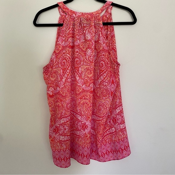 Cynthia Rowley Pink Paisley Notch Neck Tank Top - Picture 2 of 4